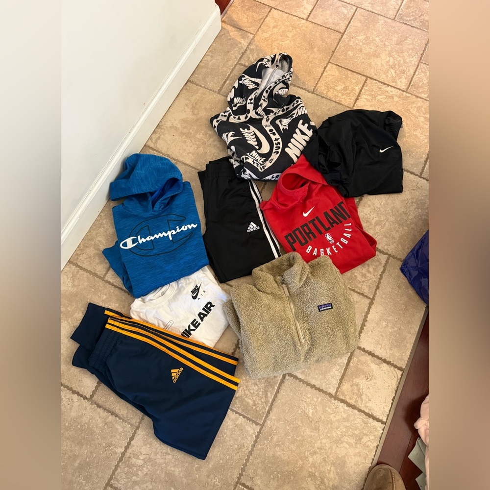 Nike and Adidas Clothing Bundle Boys 10/12 Athletic Lonh Sleeved Joggers Fleece